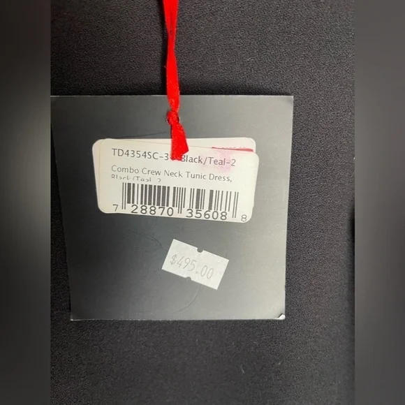 Cynthia rowley combo crew neck tunic dress black/ teal - Picture 6 of 9